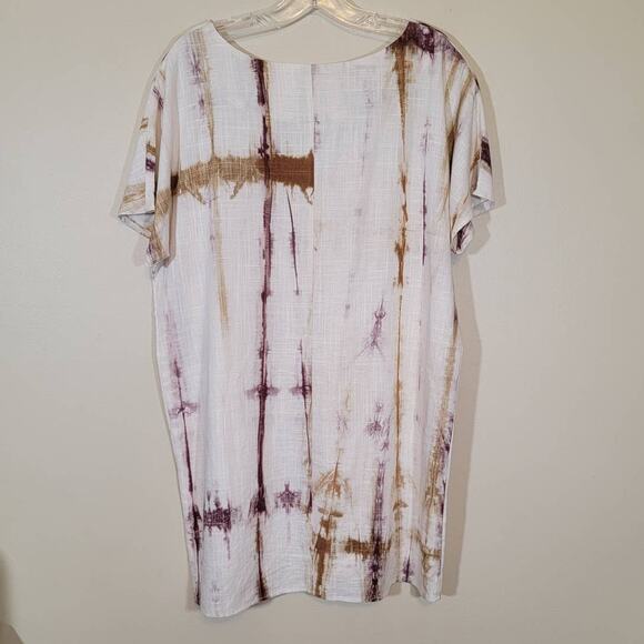 Loveriche Women's Tie Dye Linen Blend Shift Mini Dress Boho Multicolor Size Med - Picture 2 of 7